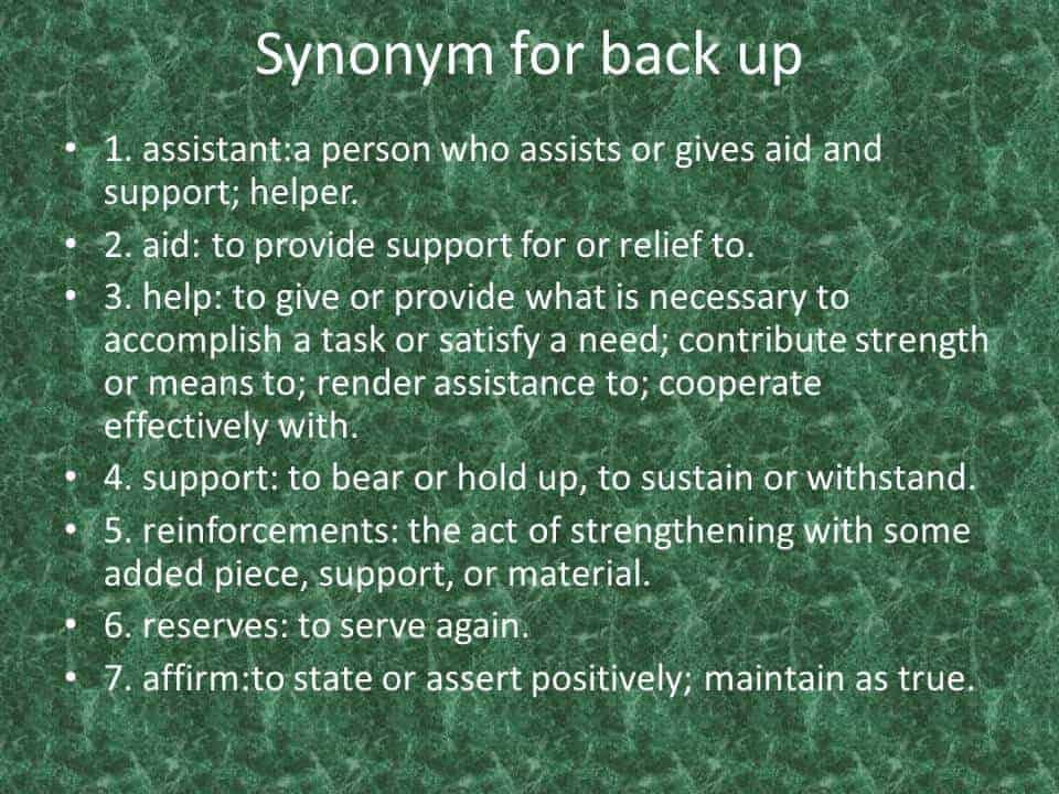 Synonym for backup