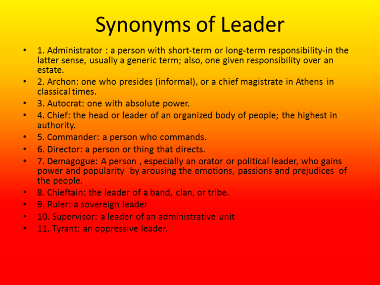 11 important Synonym Leader SARKARI NAUKRI